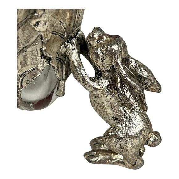 Vtg ARTHUR COURT Cone Glass Vase Aluminum Metal Bunny Rabbit Base Easter 12-232 - Picture 8 of 13